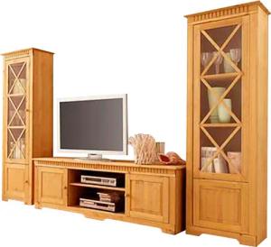 Home affaire Wohnwand "Lisa", (Set, 3 St.), bestehend aus zwei Vitrinen und einem Lowboard, massives Kiefernholz