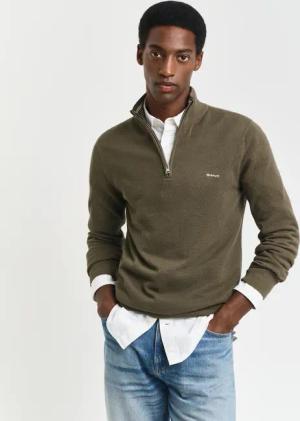 Gant Troyer "COTTON PIQUE HALF ZIP", mit Piqué-Struktur