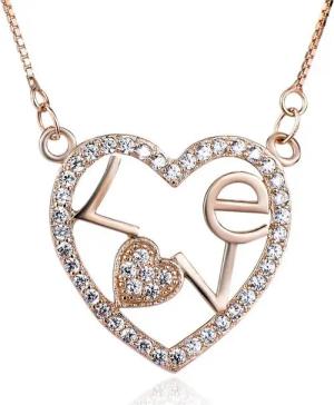 Schmuck-Elfe Collier Herz crazy Love, 925 Silber rosévergoldet