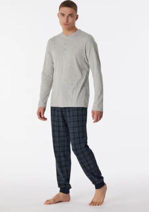 Schiesser Pyjama ""Fine Interlock"", (2 tlg.), mit Serafino-Kragen und funktionaler Knopfleiste