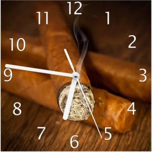 Wallario Wanduhr Zigarre am Abend (Glasuhr)