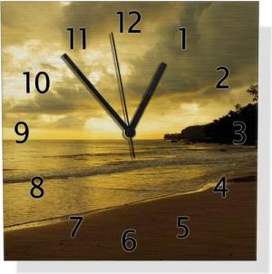 Wallario Wanduhr Badestrand auf den Malediven - Stille am Abend (Aluverbunduhr)