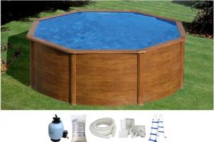 Gre Rundpool "PACIFIC in Holzoptik inkl. Zubehör", (Set, 4 tlg.), Höhe: 120 cm, in versch. Größen erhältlich