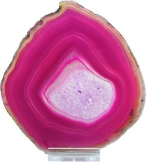 Steinfixx® Mineralstein Achatscheibe 7-8 cm mit Acrylständer I beidseitig poliert, (lila, rot, grün, blau, schwarz oder braun, 1-St., Brasilien), Blickfang I Heilstein