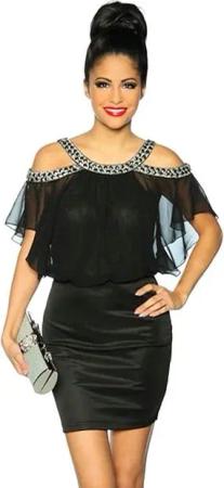 Atixo Abendkleid Cocktailkleid Abendkleid Minikleid Partykleid mit Schmucksteinen