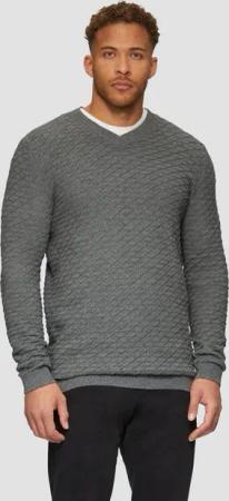 s.Oliver Strickpullover Strukturierter Pullover mit V-Ausschnitt Rippblende