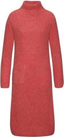 DAINIKA Strickkleid Elegantes Damen Rippstrickkleid lang aus Kaschmir und Merinowolle Kaschmirkleid mit kleiner Tasche und Stehkragen