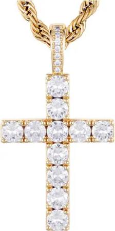 ICED STUFF Anhänger Diamond Cross Goldfarben