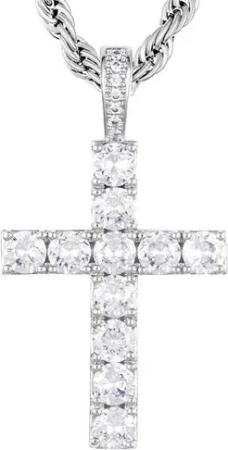 ICED STUFF Anhänger Diamond Cross Weißgold