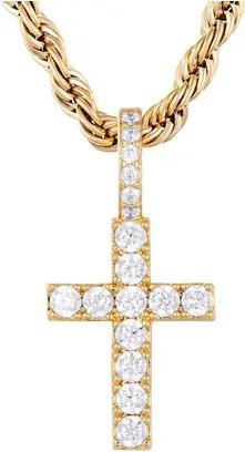 ICED STUFF Anhänger Micro Diamond Cross Goldfarben