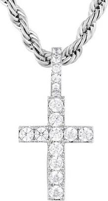ICED STUFF Anhänger Micro Diamond Cross Weißgold