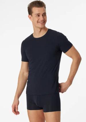 Shirt kurzarm Jersey elastisch rundhals blauschwarz - Long Life Soft 8
