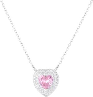 ICED STUFF Halskette Love Heart Pink Weißgold