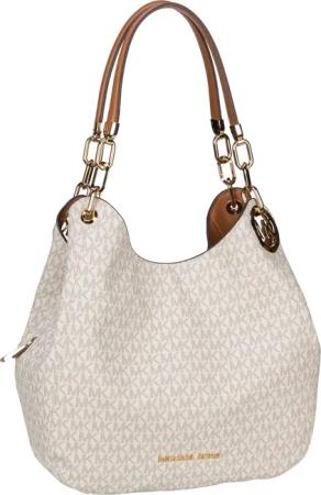 Michael Kors Lillie Large Chain Shoulder Tote MK Signature  in Beige (8.4 Liter), Handtasche