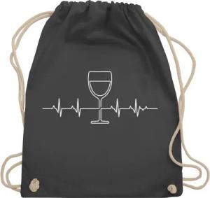 Shirtracer Turnbeutel Herzschlag Wein Vino Weinliebhaber, Symbol und Zeichen Outfit