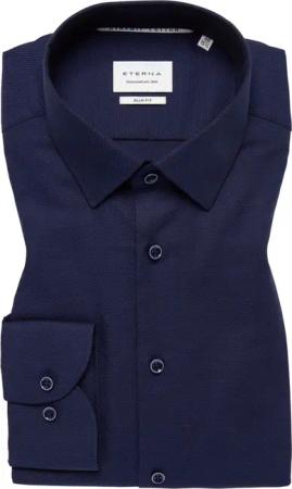 SLIM FIT Dynamic Cotton in dunkelblau strukturiert