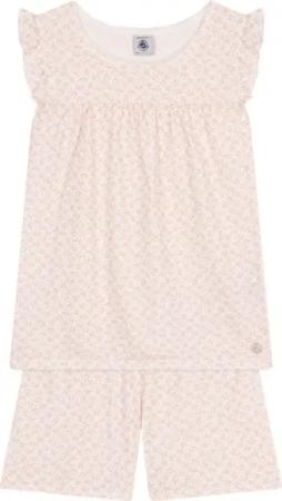 Petit Bateau Pyjama Petit Bateau kurzer Pyjama mit rosafarbenem Rosenmuster