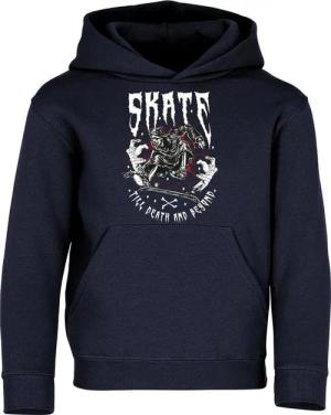 Baddery Kapuzenpullover Kinder Hoodie: "Skate till Death" - Pulli Skateboard Skaten, hochwertiger Siebdruck