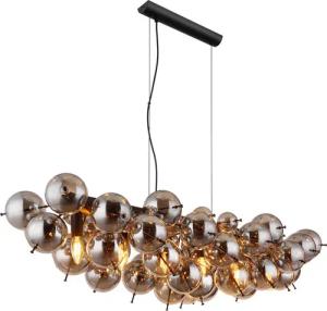 GLOBO Pendelleuchte Rauch schwarz Metall Glas B/H/T: ca. 47x120x103 cm E14 6 Brennstellen