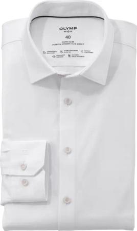 OLYMP No. Six 24/Seven, atmungsaktives Stretch Hemd aus Jersey, super slim, Weiß, Extra langer Arm, Kent, 41