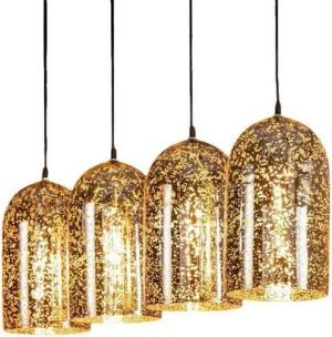 Vintagehaus Hängeleuchte Hängelampe Modern Galaxy Metallic Gold 4 Glasschirme