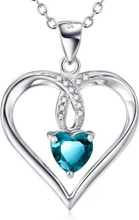 Schmuck-Elfe Kette mit Anhänger Herz Aquamarin, 925 Sterling Silber