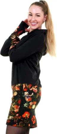3Elfen Jerseykleid Kapuzenkleid Hoodiekleid Winterzauber schwarz