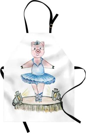 Abakuhaus Kochschürze Höhenverstellbar Klare Farben ohne verblassen, Ballerina Schwein mit Outfit auf der Bühne