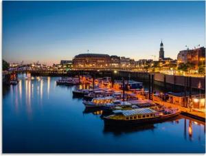 Artland Glasbild "Hamburg Hafen Panorama mit Michel", Deutschland, (1 St.), in verschiedenen Größen