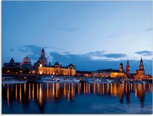 Artland Glasbild "Dresden Silhouette blaue Stunde", Deutschland, (1 St.), in verschiedenen Größen