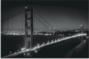 Artland Wandbild "Golden Gate Bridge am Abend", San Francisco, (1 St.), als Alubild, Outdoorbild, Wandaufkleber in verschied. Größen