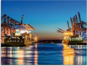Artland Glasbild "Hamburg Hafen am Abend 2", Deutschland, (1 St.), in verschiedenen Größen