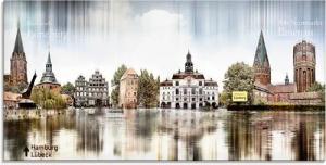 Artland Glasbild "Lüneburg Skyline Abstrakte Collage", Deutschland, (1 St.), in verschiedenen Größen