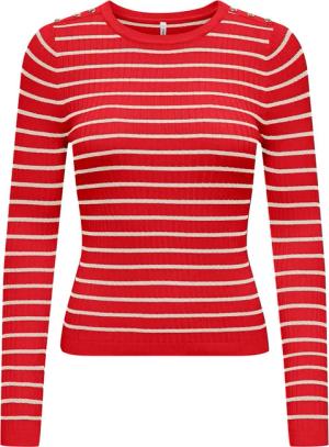 ONLY Strickpullover "ONLMILA LS STRIPE BUTTON O-NECK CC KNT"