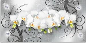 Artland Wandbild "weiße Orchideen auf Ornamenten", Blumenbilder, (1 St.), als Alubild, Outdoorbild, Leinwandbild, Poster, Wandaufkleber