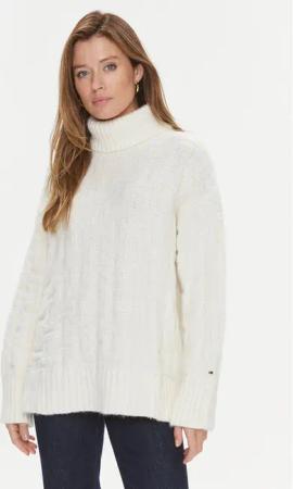Tommy Hilfiger Rollkragenpullover WW0WW39886 Écru Relaxed Fit