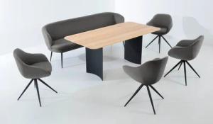 K+W Komfort & Wohnen Essgruppe "ZOOM", abgerundete Essgruppe mit Solobank, 4 Sesseln und 1 Tisch