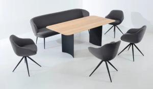 K+W Komfort & Wohnen Essgruppe "ZOOM", abgerundete Essgruppe mit Solobank, 4 Sesseln und 1 Tisch