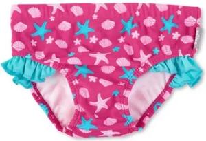 Sterntaler® Badehose Badehose Seesterne (1-St) Baby Badehose - Badeshorts mit Windeleinsatz bis Größe 86/92 - Baby Bademode in Magenta mit UV-Schutz 50+, Rüschen und Allover-Print - Kinder Badehosen