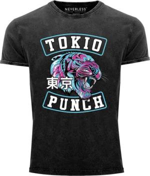 Neverless Print-Shirt Neverless® Herren T-Shirt Vintage Shirt Printshirt Tokio Punch mit Print