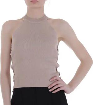 Ital-Design Tanktop Damen Freizeit (80171094) Cold Shoulder Stretch Top in Beige