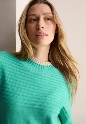 Cecil Damen Strukturmix Pullover in Grün, Gr: M