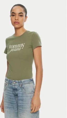Tommy Jeans T-Shirt Essential DW0DW19447 Grün Slim Fit