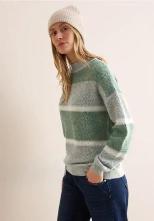 Cecil Damen Strukturpullover in Grün, Gr: XL