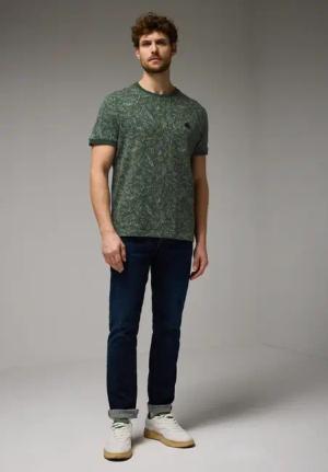 Street One MEN Männer Jaquard-T-Shirt in Grün, Gr: XL
