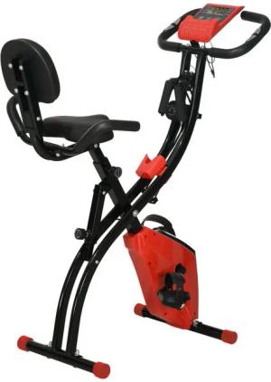 HOMCOM Heimtrainer X-Bike 2-in-1 klappbarer Hometrainer (Magnetwiderstand, 1-tlg., Fahrradtrainer), für Wohnzimmer, Rot+Schwarz