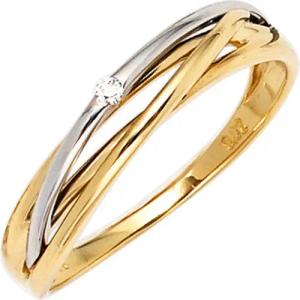 Schmuck Krone Goldring Ring mit Brillant, 585 Gold Gelbgold Weißgold, Gold 585