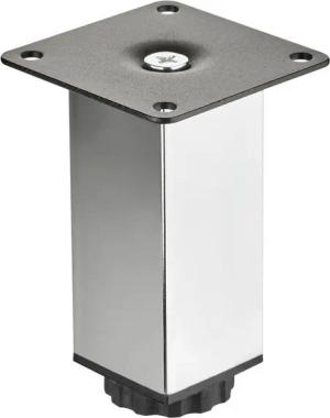 SO-TECH® Möbelfuß ZULU 38 x 38 mm 100 - 150 mm, belastbar bis 100 kg pro Fuß, (1-St), Vitrinenfuß Sockelfuß Schrankfuß Höhe 100 mm Chrom poliert
