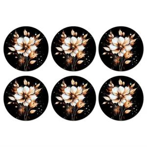 MuchoWow Glasuntersetzer Blume - Farbe - Gold - Graffiti - Modern
