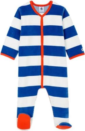 Petit Bateau Strampler PETIT BATEAU Velours Strampler mit Blockstreifen